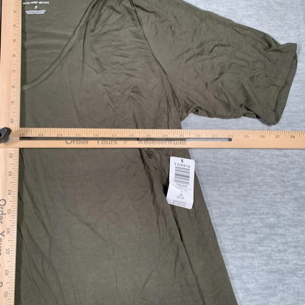 Torrid Shirt Womens‎ 3X Olive Green Super Soft V Neck Tunic Top Plus Size 22-24